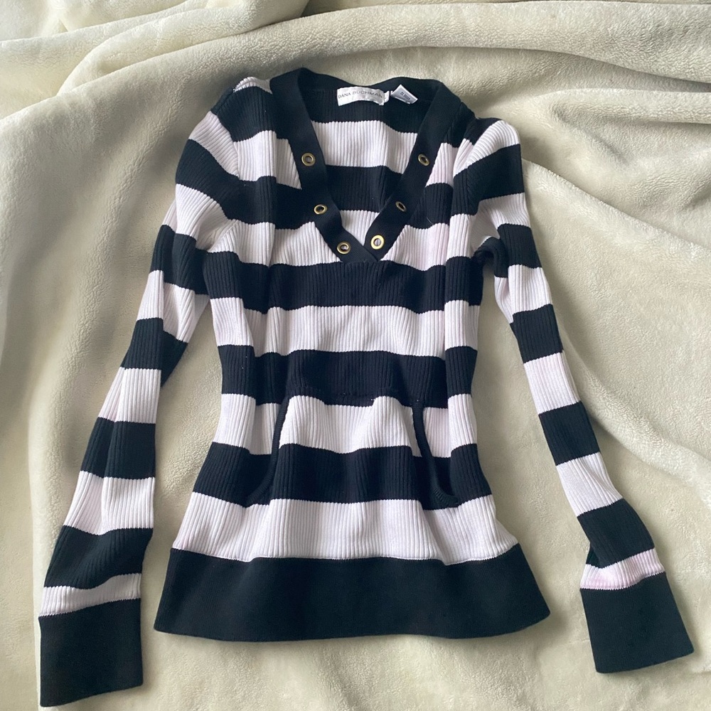 Black and White Striped Women's Top